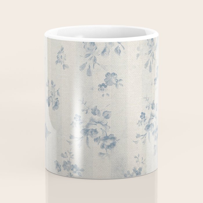 Rustic vintage bohemian blue white stripes elegant floral Coffee Mug Gallery Image 4
