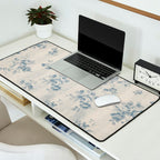 Rustic vintage bohemian blue white stripes elegant floral Desk Mat Gallery Image 2
