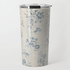 Rustic vintage bohemian blue white stripes elegant floral Travel Mug Gallery Image 1