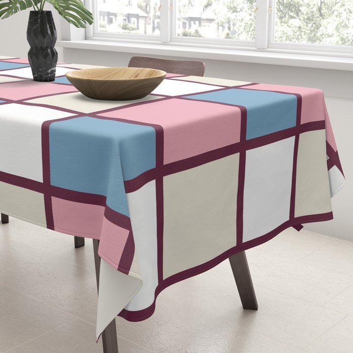 Soft Retro Grid Pattern Tablecloth Gallery Image 3
