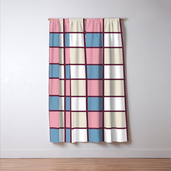 Soft Retro Grid Pattern Window Curtain Gallery Image 3