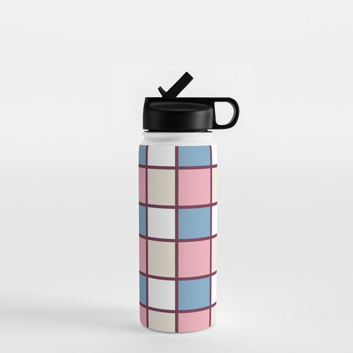 Soft Retro Grid Pattern Water Bottle Gallery Image 1