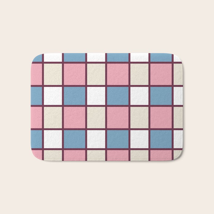 Soft Retro Grid Pattern Bath Mat
