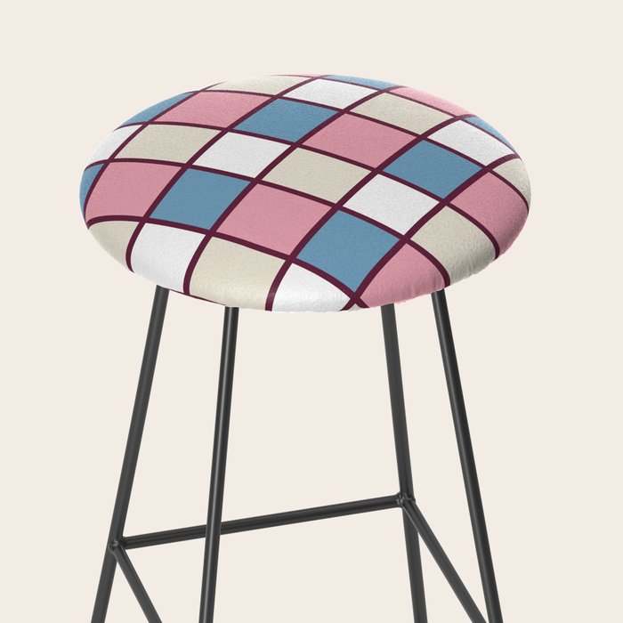 Soft Retro Grid Pattern Stool Gallery Image 2