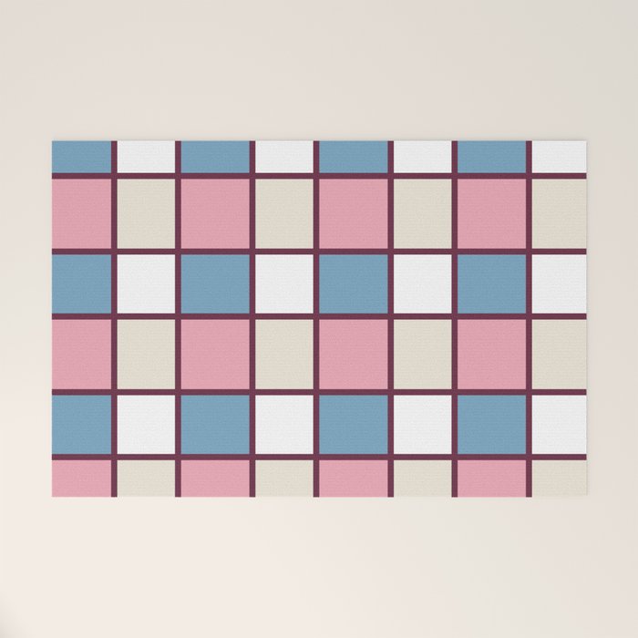 Soft Retro Grid Pattern Welcome Mat Gallery Image 1