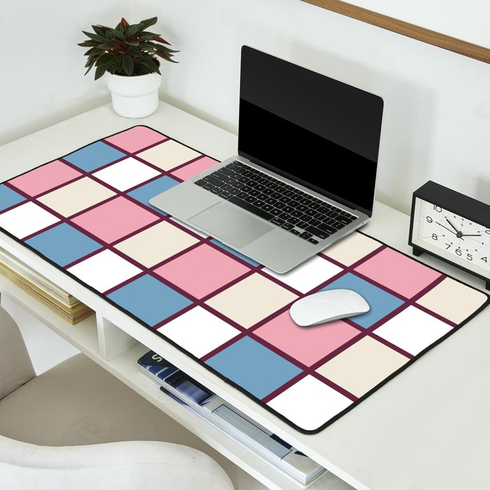 Soft Retro Grid Pattern Desk Mat Gallery Image 2