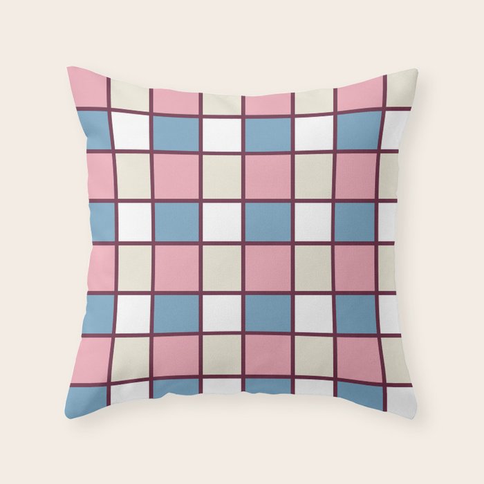 Soft Retro Grid Pattern Throw Pillow Gallery Image 1