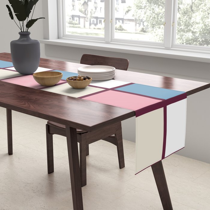 Soft Retro Grid Pattern Table Runner Gallery Image 2