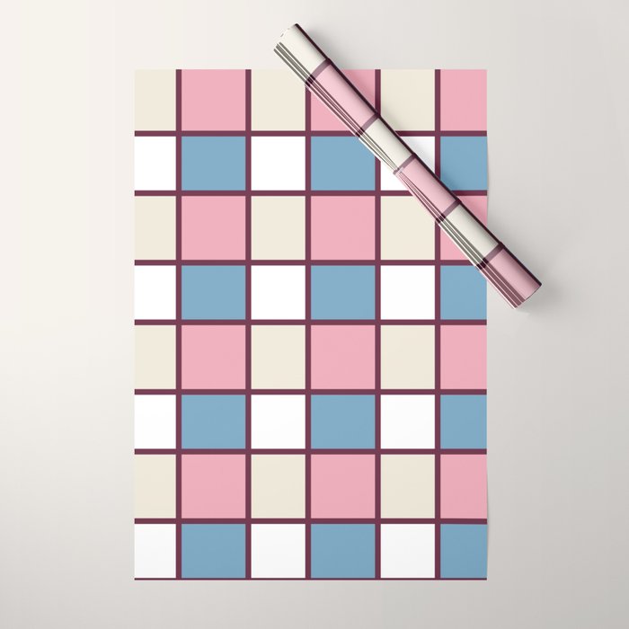 Soft Retro Grid Pattern Wrapping Paper Gallery Image 1