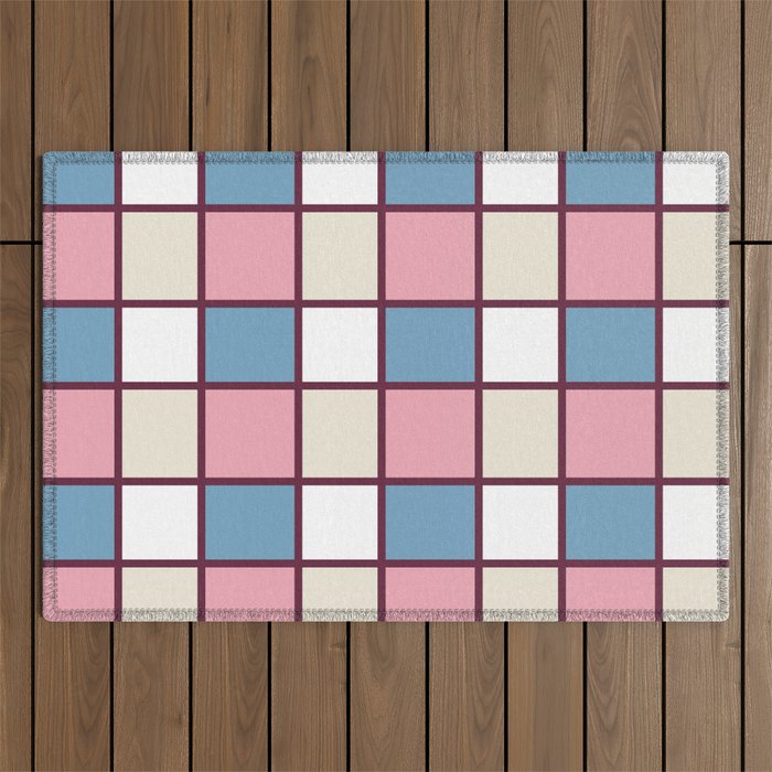 Soft Retro Grid Pattern Outdoor Rug Gallery Image 1