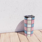 Soft Retro Grid Pattern Travel Mug Gallery Image 4