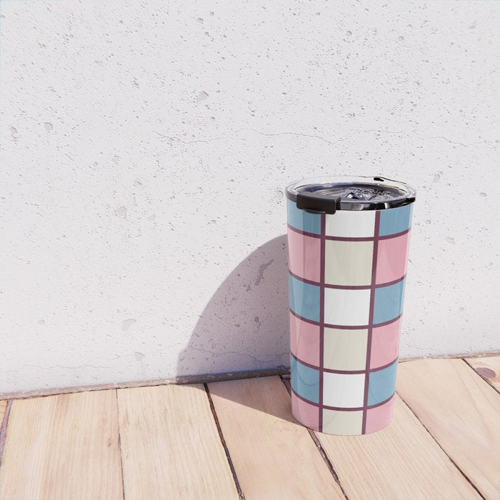 Soft Retro Grid Pattern Travel Mug Gallery Image 4