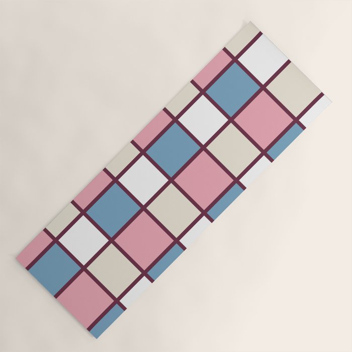 Soft Retro Grid Pattern Yoga Mat Gallery Image 1