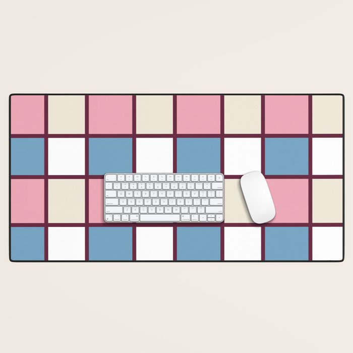 Soft Retro Grid Pattern Desk Mat Gallery Image 1