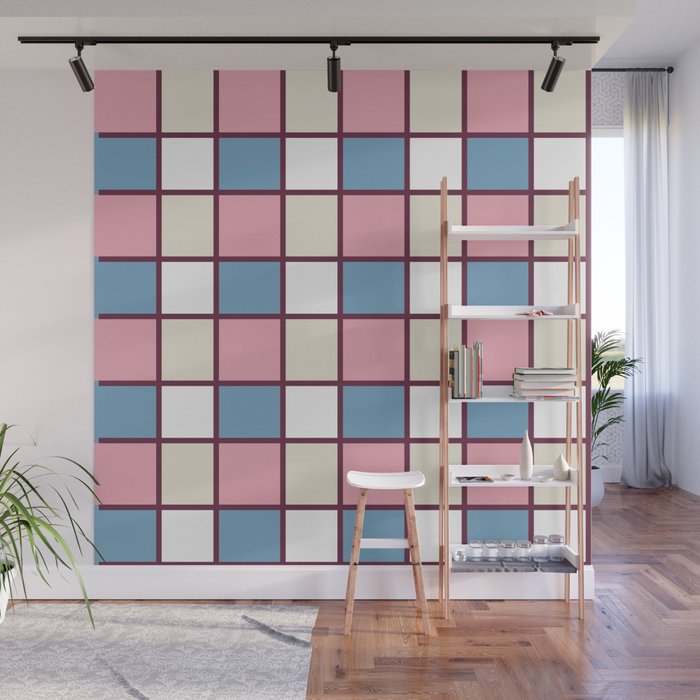 Soft Retro Grid Pattern Wall Mural Gallery Image 1