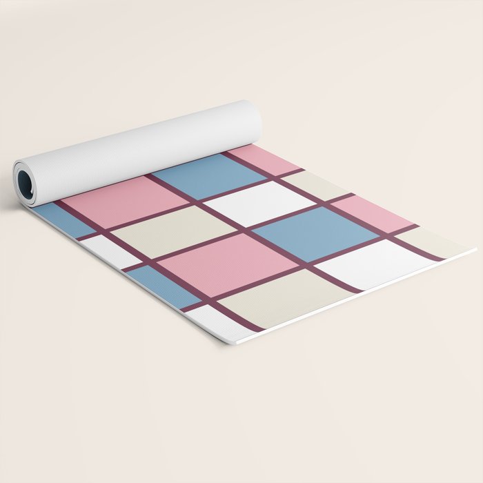 Soft Retro Grid Pattern Yoga Mat Gallery Image 2