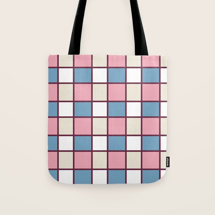 Soft Retro Grid Pattern Tote Bag Gallery Image 1