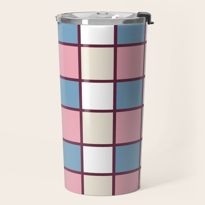 Soft Retro Grid Pattern Travel Mug Gallery Image 2