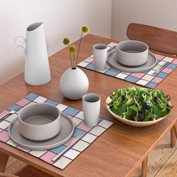 Soft Retro Grid Pattern Placemat Gallery Image 2