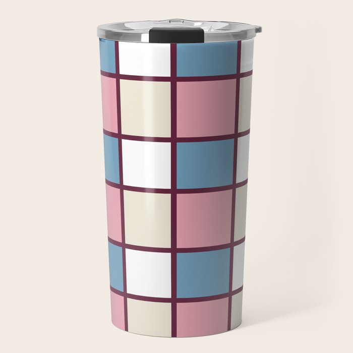 Soft Retro Grid Pattern Travel Mug Gallery Image 1