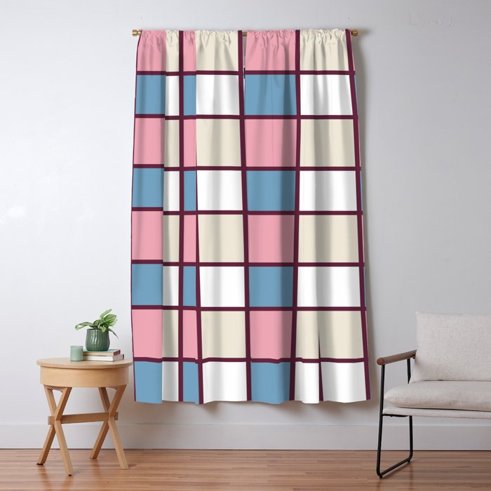 Soft Retro Grid Pattern Window Curtain Gallery Image 5