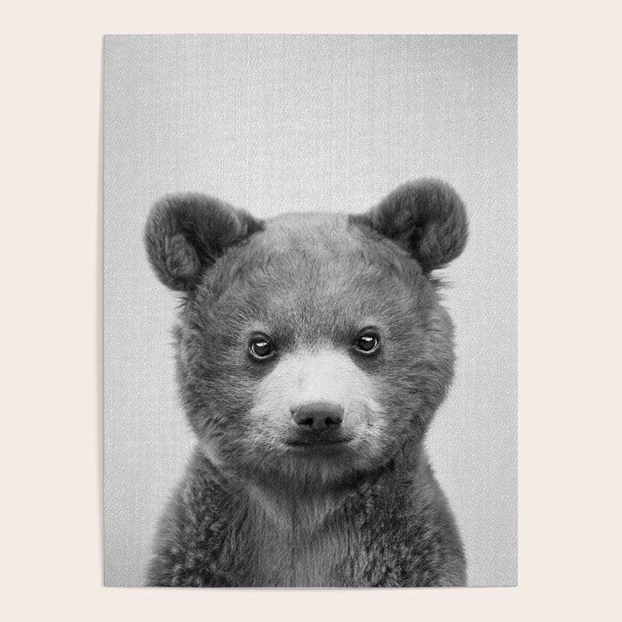 Baby Bear - Black & White Poster Gallery Image 4