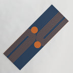 Mid Century Modern Geometric 186 in Navy Blue Orange Yoga Mat Gallery Image 1