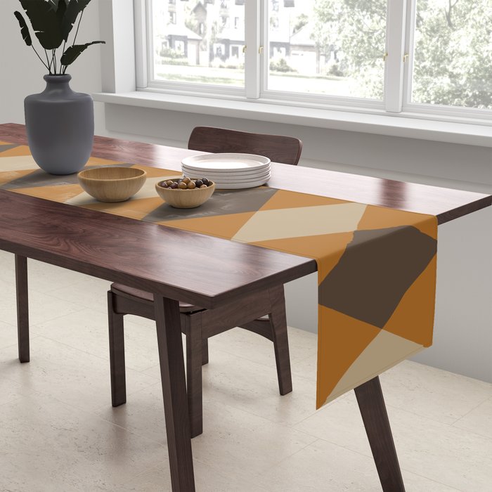 Retro Argyle Diamond Pattern Brown Caramel Table Runner Gallery Image 2