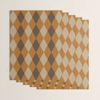 Retro Argyle Diamond Pattern Brown Caramel Wrapping Paper Gallery Image 3