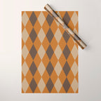 Retro Argyle Diamond Pattern Brown Caramel Wrapping Paper Gallery Image 1
