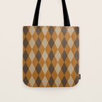 Retro Argyle Diamond Pattern Brown Caramel Tote Bag Gallery Image 1