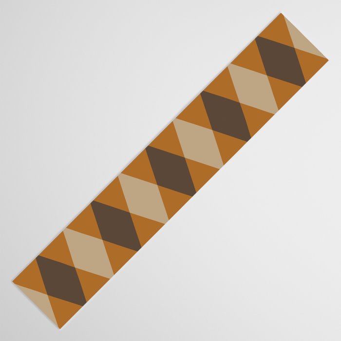Retro Argyle Diamond Pattern Brown Caramel Table Runner Gallery Image 3