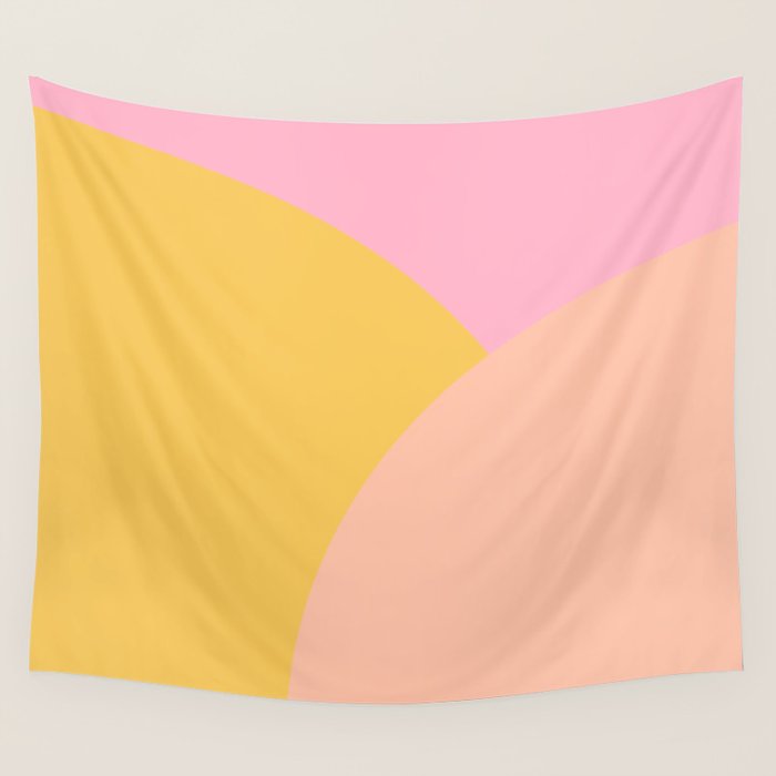 Soft Summer Pink and Mustard Minimalist Abstract Wall Tapestry Gallery Image 4