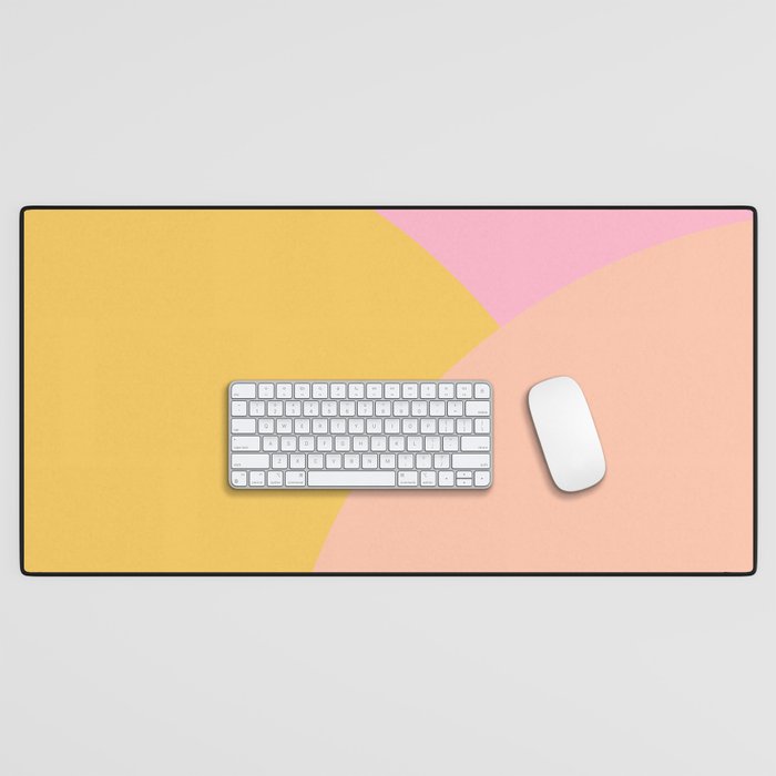 Soft Summer Pink and Mustard Minimalist Abstract Desk Mat Gallery Image 1
