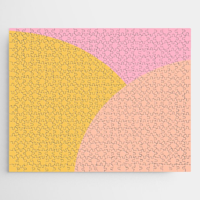 Soft Summer Pink and Mustard Minimalist Abstract Jigsaw Puzzle Gallery Image 1