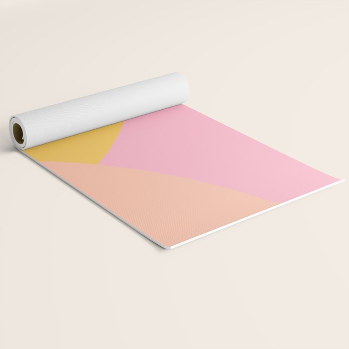 Soft Summer Pink and Mustard Minimalist Abstract Yoga Mat Gallery Image 2
