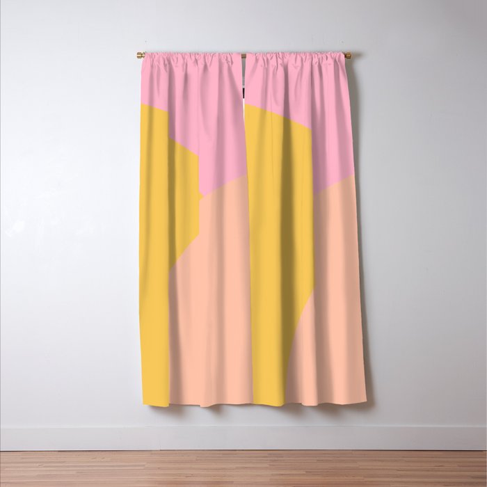 Soft Summer Pink and Mustard Minimalist Abstract Window Curtain Gallery Image 3