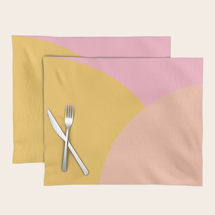 Soft Summer Pink and Mustard Minimalist Abstract Placemat Gallery Image 1
