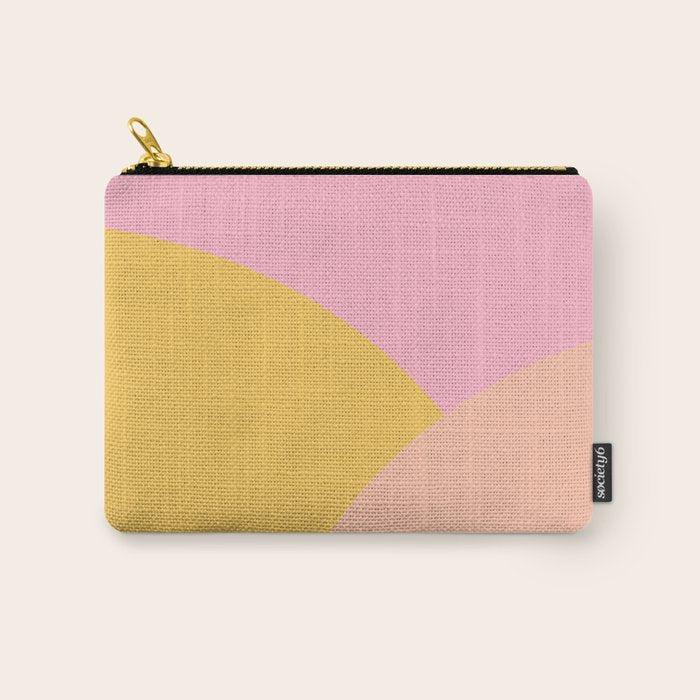 Soft Summer Pink and Mustard Minimalist Abstract Carry All Pouch Gallery Image 1