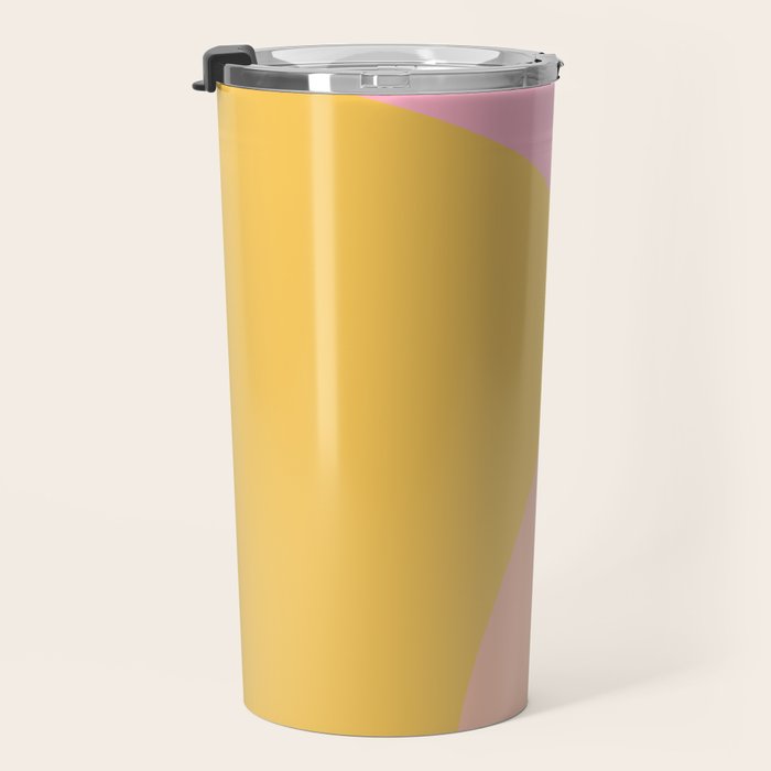 Soft Summer Pink and Mustard Minimalist Abstract Travel Mug Gallery Image 3