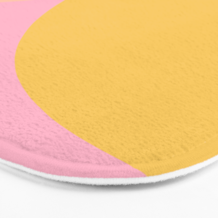 Soft Summer Pink and Mustard Minimalist Abstract Bath Mat Gallery Image 3
