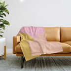 Soft Summer Pink and Mustard Minimalist Abstract Throw Blanket Gallery Image 1