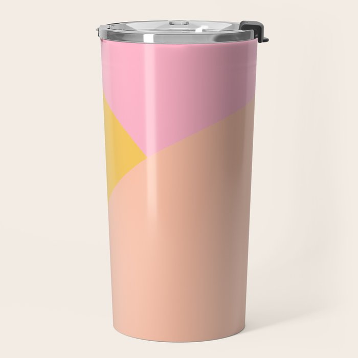 Soft Summer Pink and Mustard Minimalist Abstract Travel Mug Gallery Image 2