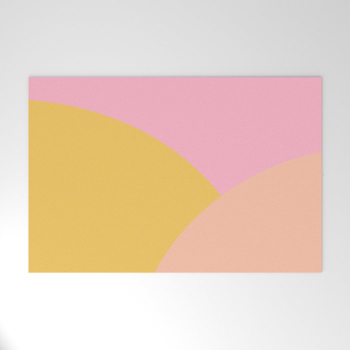 Soft Summer Pink and Mustard Minimalist Abstract Welcome Mat Gallery Image 1