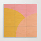 Soft Summer Pink and Mustard Minimalist Abstract Wood Wall Art Gallery Image 1