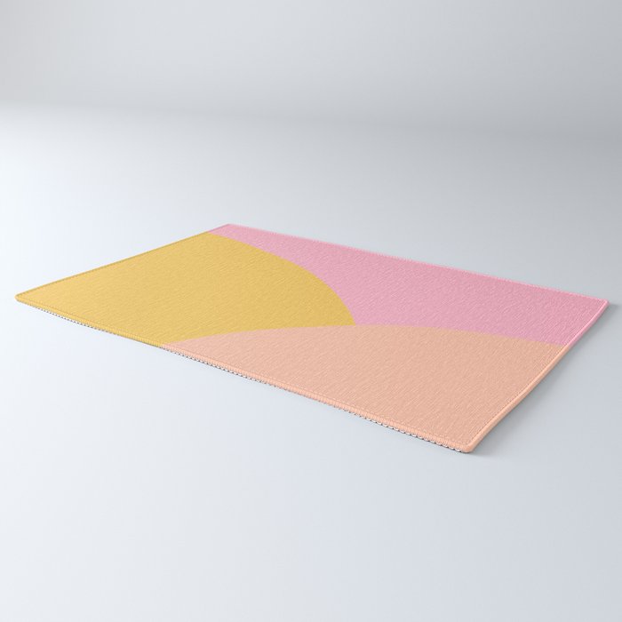 Soft Summer Pink and Mustard Minimalist Abstract Rug Gallery Image 3