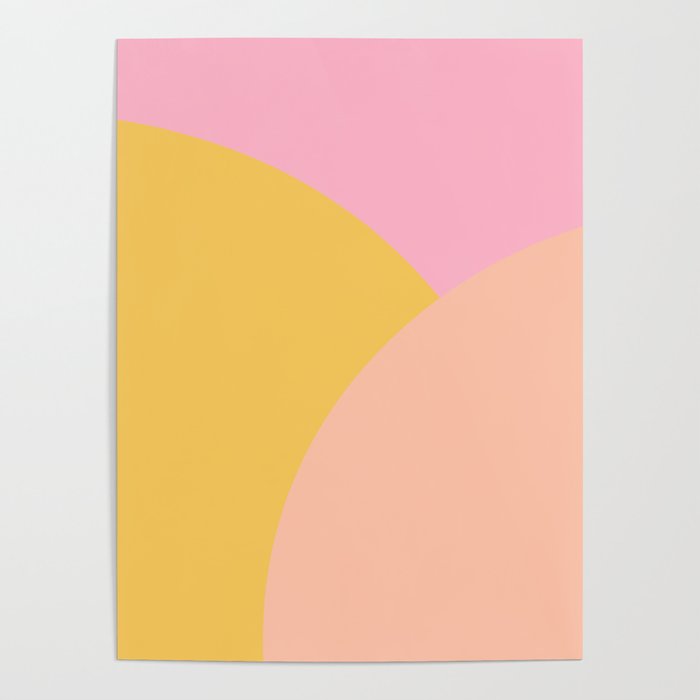 Soft Summer Pink and Mustard Minimalist Abstract Poster Gallery Image 1
