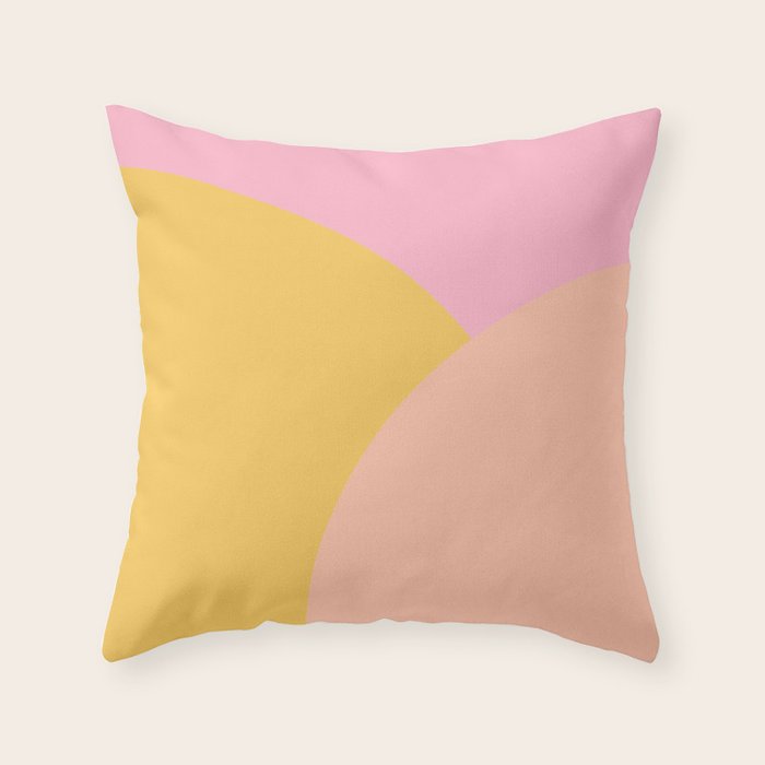 Soft Summer Pink and Mustard Minimalist Abstract Throw Pillow Gallery Image 1