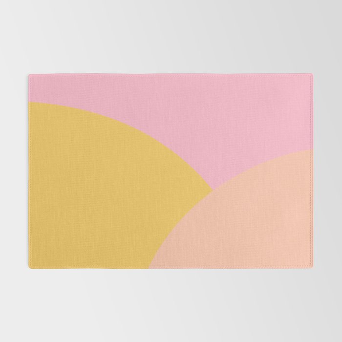 Soft Summer Pink and Mustard Minimalist Abstract Rug Gallery Image 2