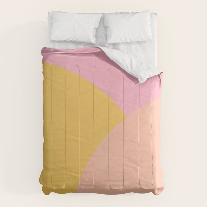 Soft Summer Pink and Mustard Minimalist Abstract Comforter Gallery Image 6